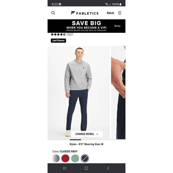 New Small Fabletics Classic Navy Blue The Only Pants Water Resistant Lightweight - Picture 3 of 10